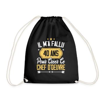 Cadeau Anniversaire 40 Ans Chef D'oeuvre Humour - Sac de sport léger - noir - Devant