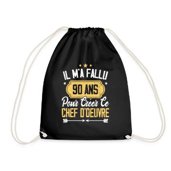 Cadeau Anniversaire 90 Ans Chef D'oeuvre Humour - Sac de sport léger - noir - Devant