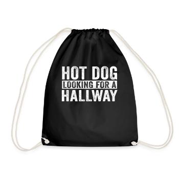 Hot Dog Looking For A Hallway - Drawstring Bag - black - Front