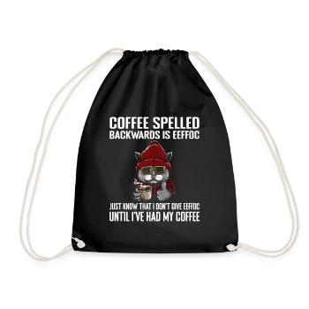 Coffee Spelled Backwards Is Eeffoc Cats & Coffee - Drawstring Bag - black - Front