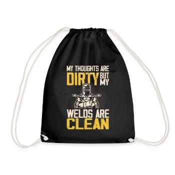 My Thoughts Are Dirty But My Welds Are Clean Gag - Drawstring Bag - black - Front