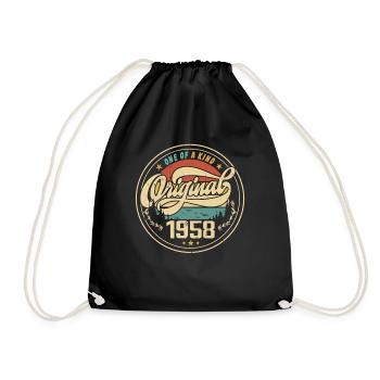 Original 1958 Vintage - 1958 Birthday Gift - Drawstring Bag - black - Front