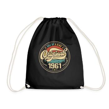 Original 1961 Vintage - 1961 Birthday Gift - Drawstring Bag - black - Front
