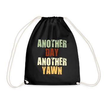 First Caffeine Vibes Another Day Yawn Meets Coffee - Drawstring Bag - black - Front