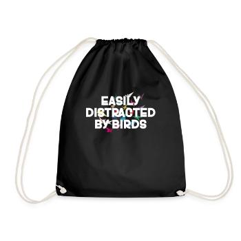 Easily Distracted By Birds Bird Lover - Drawstring Bag - black - Front