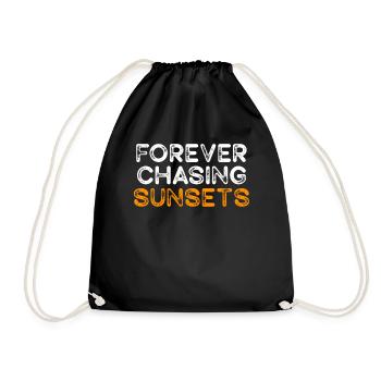 Forever Chasing Sunsets Retro Summer Vacation - Drawstring Bag - black - Front