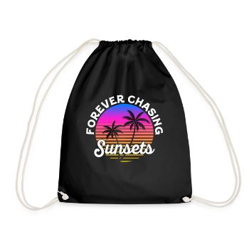 Forever Chasing Sunsets Retro Summer Vacation - Drawstring Bag - black - Front