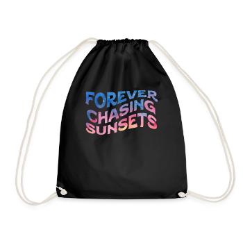 Forever Chasing Sunsets Retro Summer Vacation - Drawstring Bag - black - Front