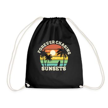 Forever Chasing Sunsets Retro Summer Vacation - Drawstring Bag - black - Front