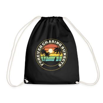 Forever Chasing Sunsets Retro Summer Vacation - Drawstring Bag - black - Front