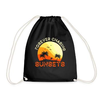 Forever Chasing Sunsets Retro Summer Vacation - Drawstring Bag - black - Front