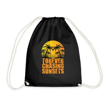 Forever Chasing Sunsets Retro Summer Vacation - Drawstring Bag - black - Front
