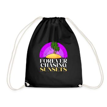 Forever Chasing Sunsets Retro Summer Vacation - Drawstring Bag - black - Front