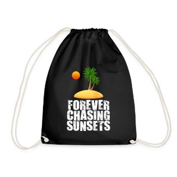 Forever Chasing Sunsets Retro Summer Vacation - Drawstring Bag - black - Front