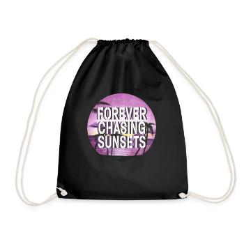 Forever Chasing Sunsets Retro Summer Vacation - Drawstring Bag - black - Front