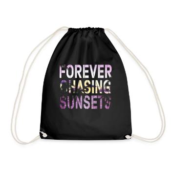 Forever Chasing Sunsets Retro Summer Vacation - Drawstring Bag - black - Front