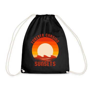 Forever Chasing Sunsets Retro Summer Vacation - Drawstring Bag - black - Front