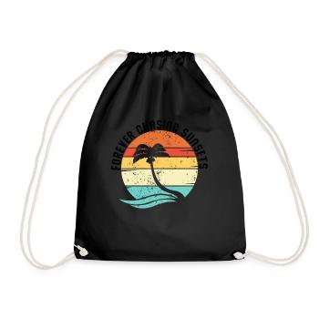 Forever Chasing Sunsets Retro Summer Vacation - Drawstring Bag - black - Front