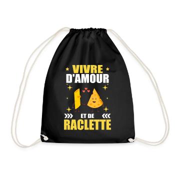 Vivre D'amour Et De Raclette Cadeau Humour Fromage - Sac de sport léger - noir - Devant
