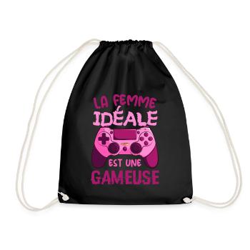 La Femme Idéale est Une Gameuse Cadeau Geek Humour - Sac de sport léger - noir - Devant
