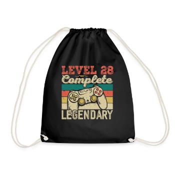 Level 28 Complete, 28 Birthday Gift - Drawstring Bag - black - Front