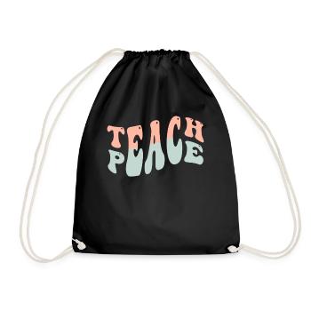 Teach Peace Word Game Groovy Hippie Teacher - Turnbeutel - Schwarz - Vorne