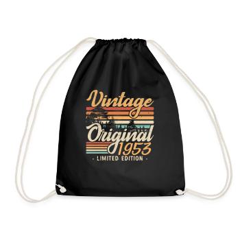 Vintage-Jubiläum Hergestellt 1953 Retro 1953 - Turnbeutel - Schwarz - Vorne