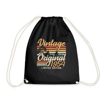 Vintage Anniversary Made in 1954 Retro 1954 - Drawstring Bag - black - Front