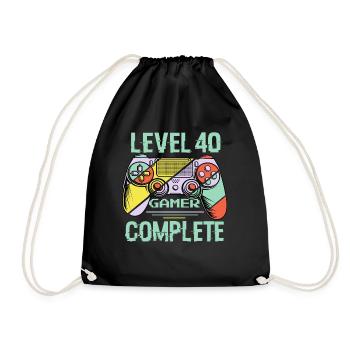 Level 40 Abgeschlossen 40 Jahre Gamer Level 40 Abgeschlossen - Turnbeutel - Schwarz - Vorne