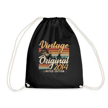 Anniversary Vintage Made in 2014 Retro 2014 - Drawstring Bag - black - Front