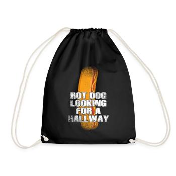 Hot Dog Looking For A Hallway - Drawstring Bag - black - Front
