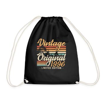 Vintage Anniversary Made in 1996 Retro 1996 - Drawstring Bag - black - Front