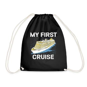 My First Cruise Family Vacation - Fun and Exciting - Drawstring Bag - black - Front