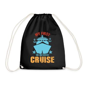 My First Cruise Family Vacation - Fun and Exciting - Drawstring Bag - black - Front
