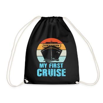 My First Cruise Family Vacation - Fun and Exciting - Drawstring Bag - black - Front