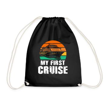 My First Cruise Family Vacation - Fun and Exciting - Drawstring Bag - black - Front