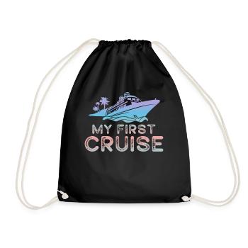 My First Cruise Family Vacation - Fun and Exciting - Drawstring Bag - black - Front