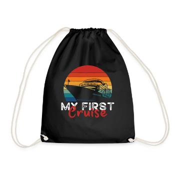 My First Cruise Family Vacation - Fun and Exciting - Drawstring Bag - black - Front