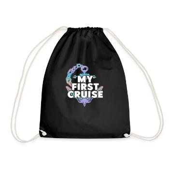 My First Cruise Family Vacation - Fun and Exciting - Drawstring Bag - black - Front