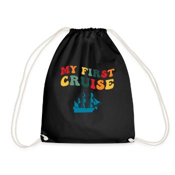 My First Cruise Family Vacation - Fun and Exciting - Drawstring Bag - black - Front