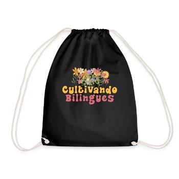 Cultivando Bilingües Spanish Teacher Apparel - Drawstring Bag - black - Front