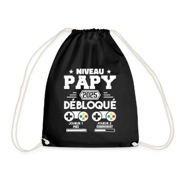 Niveau Papy Débloqué Futur Grand Père 2025 Cadeau - Sac de sport léger - noir - Devant