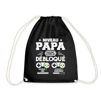 Niveau Papa Débloqué Futur Père 2025 Papa Cadeau - Sac de sport léger - noir - Devant