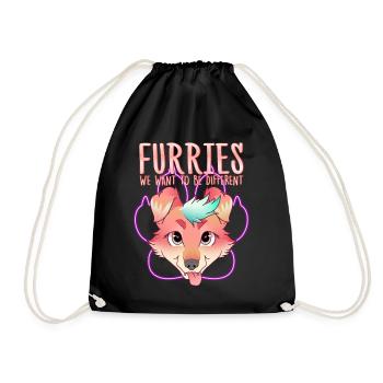 Furries we want to be different I Furries Fandom - Drawstring Bag - black - Front