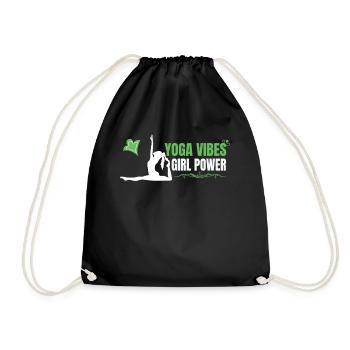 Yoga Vibes - Girl Power - cute women yoga design - Drawstring Bag - black - Front