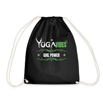 Yoga Vibes - Girl Power - cute women yoga design - Drawstring Bag - black - Front