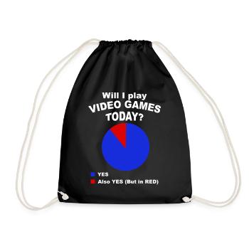 Will I play video games today? - Drawstring Bag - black - Front