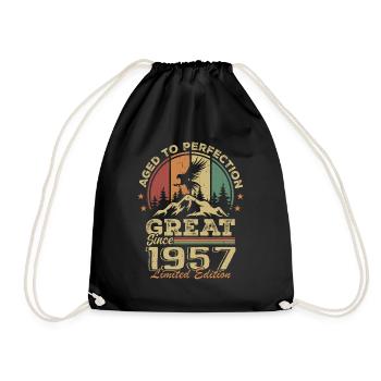 Anniversaire vintage 1957 - idée cadeau rétro 1957 - Sac de sport léger - noir - Devant