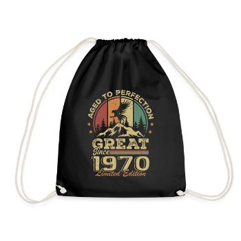 Vintage 1970er Jahre Geburtstag - 1970er Jahre Retro Geschenkidee - Turnbeutel - Schwarz - Vorne