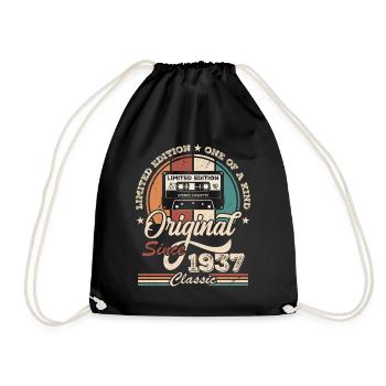 Original Retro Birthday Gift for Born in 1937 - Drawstring Bag - black - Front
